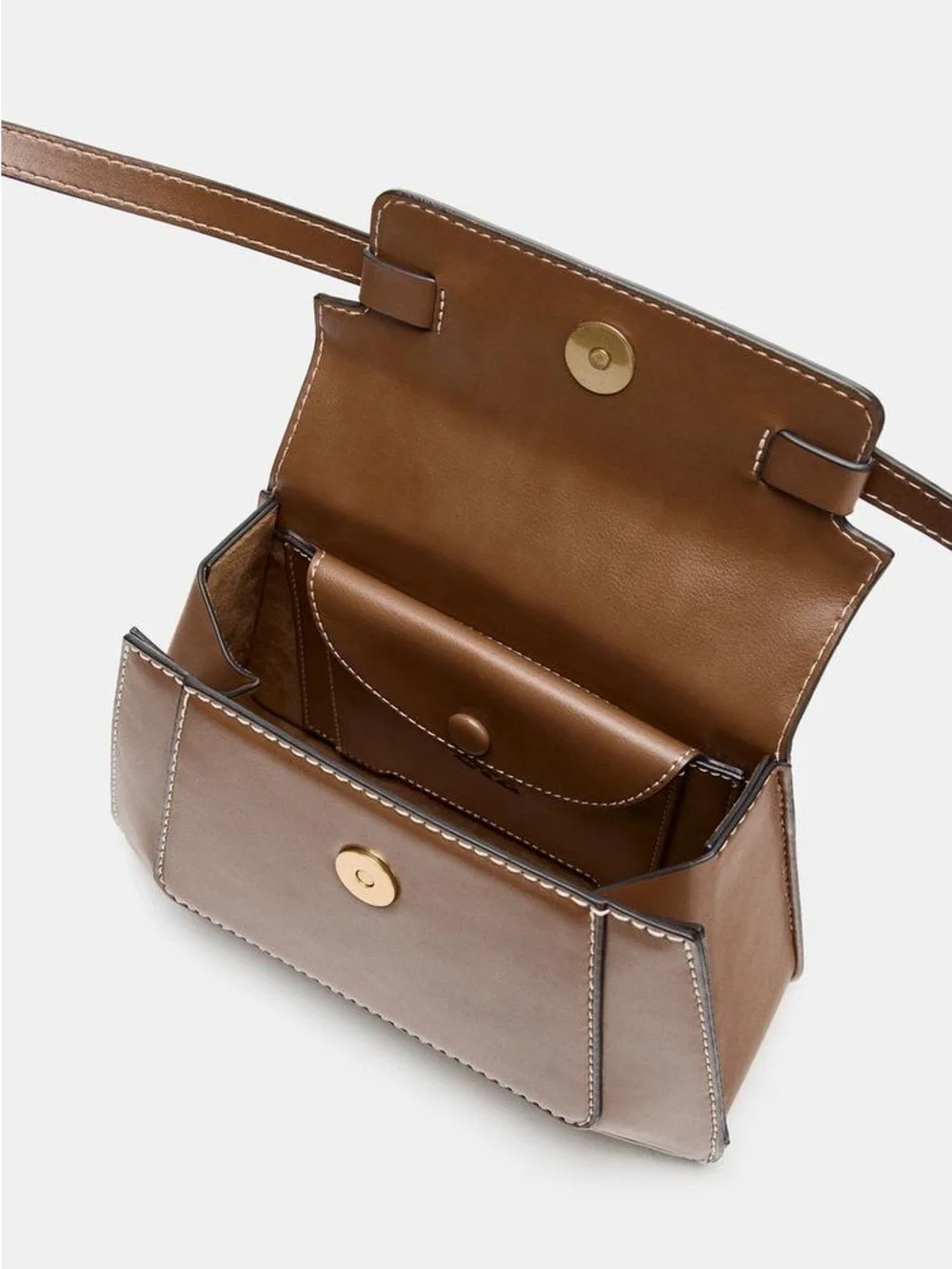 NWT Zara Buckle City Bag Dark Tan Brown Top Handle Crossbody Viral